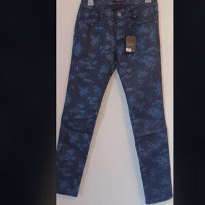 New Blue Stretch Skinny Snake Print coated VOA Jeans mid-rise size 31